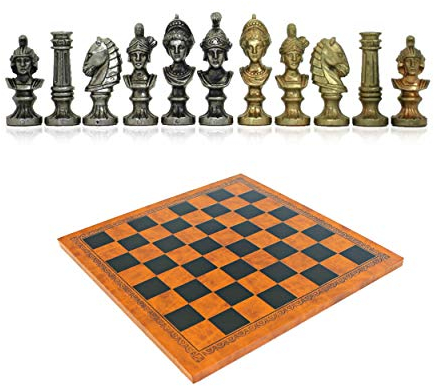 Schach Spiel Römer von Italfama - Metall Schachfiguren Römische Büsten & Schachbrett