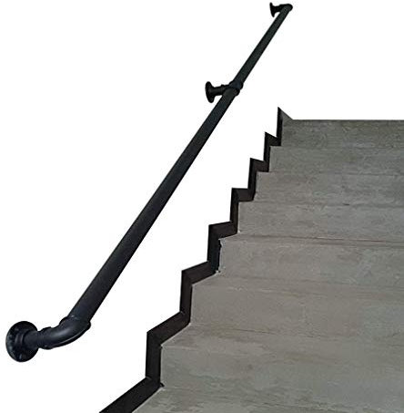 MFLASMF Ringhiere per Scale Ringhiere per finestre Balaustra, Appendiabiti Maniglia per Porta Bagno Bracciolo, Corrimano Tubolare Nero in Ferro battuto Industriale, Staffe per scaffali Fai-da-Te 35