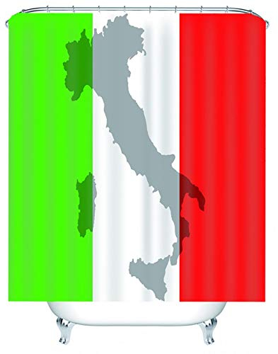 KnSam Duschvorhang, Italien Flagge Und Karte Duschvorhang Anti Schimmel Polyester Badezimmer Vorhang Badezimmer Deko Zum Hängen Duschvorhänge 71X79Inch