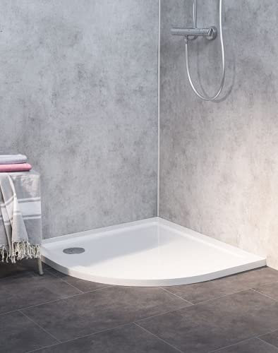 COMBIA Viertelkreis Duschwanne 80x80 | Duschtasse 80x80 superflach 35mm auch für bodengleichen Einbau | Mineral-Colorat durchgefärbt, zuschneidbar bis 5cm | barrierefrei & pflegeleicht