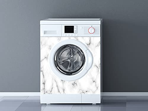 Oedim Vinilo para Lavadoras Mármol Blanco y Negro, vinilo decorativo para lavadoras, decoración para cocinas, pegatina lavadora