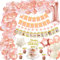 1.Geburtstag Deko Mädchen, Roségold Geburtstagsdeko 1 Jahr Mädchen mit Happy Birthday Banner, Folie 1 Luftballon, Monat Foto Banner,ONE Cake Topper,Erste Rosegold Luftballons Girlande