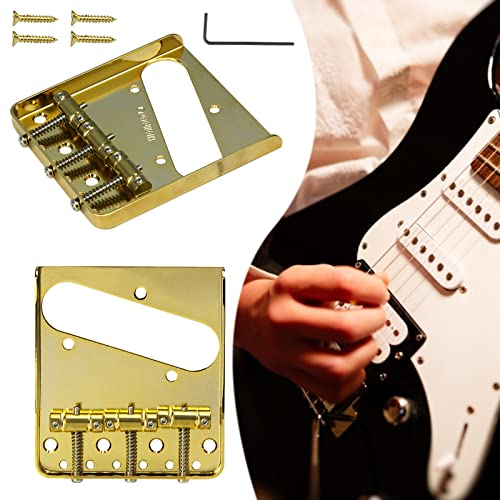 URCheers Retro Electric Guitar Bridge Plate Vintage 6 String Telecaster Bridge with Standard Saddles ABR Bridge (Gold)