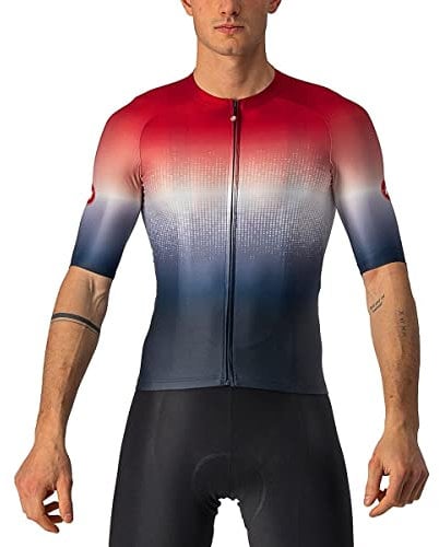 CASTELLI Men's AERO Race 6.0 Jersey Sweatshirt, Savile Blue/Pro Red, XL
