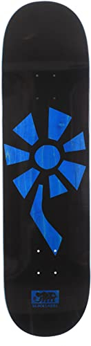 Skateboard Flower Power, 8,5 x 32,38 cm, Schwarz / Blau