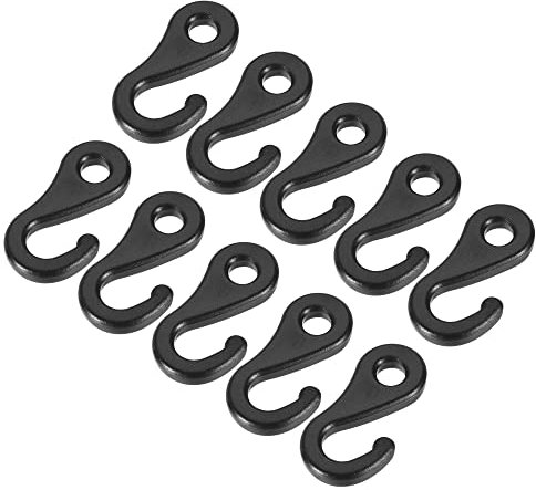 sourcing map Camping Snaps Hooks Plastic Buckles, 6.5mm Hole Clip Accessories for Tent Canopy, Black Pack of 20