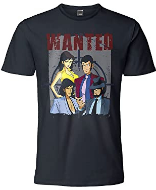 Sabor srl T-Shirt Lupin III – Arsène Lupin Gentleman Pullover – Baumwoll-Pullover Herren Damen – Anime-T-Shirt (DE/NL/SE/PL, Alphanumerisch, L, Regular, Regular, Blau)