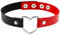 Flongo Tattoo Choker Leder Halsband Lederhalsband Damen Kragen Halskette Anhänger Kette mit Herz Gothic Punk Rock für Frauen Mädchen Rot Schwarz