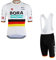 SGCIKER 2022 Herren Pro Team BORAHansgrohe Germany ChampionShip Radtrikot Set, Kurzarm Fahrrad bekleidung Lätzchen Kurzsets Gel Pad（XL