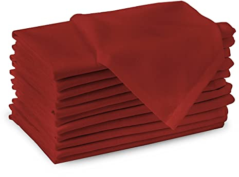 Encasa Baumwollstoffservietten | 12er-Set | Größe 43x43 cm | Tiefrot Volltonfarbe | Waschmaschinenfest
