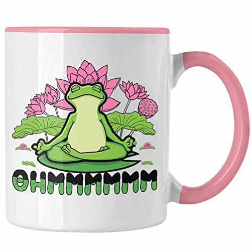 Trendation - Frosch Yoga Tasse Lustig Geschenk Frosch Yoga-Posen Sport Geschenkidee Sport Ohmmm (Rosa)