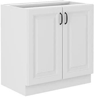 Mirjan24 Küchenschränke Retroline Unterschrank Hängeschrank Spülenunterschrank Herdumbauschrank Eckunterschrank Backofenschrank Küchenzeile (Weiß, Unterschrank 80 D-2F BB)