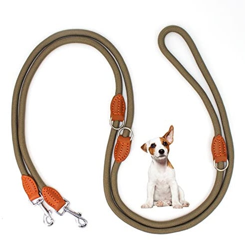 Bokelai Dog Lead 3M Double Ended Training Leads for Medium Small Dogs Adjustable Crossbody Rope Leash for Outdoor Walking Running Hands Free Dog Lead Army Green