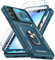 LeYi Cover per Samsung Galaxy A34 5G: con Vetro Temperato [2 Pack],Custodia Samsung A 34 con Protezione Fotocamera [Slidable] Antiurto Grado Militare 360° Anello Supporto TPU Bumper Custodie Blu