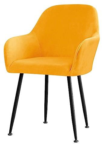 CLGTY Samt Stuhlhussen Mit Armlehne Moderne, Weich Abnehmbar Stuhlhussen Moderne Hussen Für Stühle Für Esszimmer-gelb-1 Stück