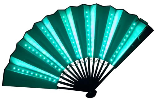 B BachVibes LED Folding Fan: Oriental Modern, Red, Parties, Social and Celebratory Occasions (Blue)