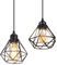 TOKIUS Pendelleuchte Vintage Industrial Hängelampe mit Geometrischem Design E27 Lampe aus Eisen Käfig Lampenschirm Schwarz Hängeleuchte für Esstisch Küche (Pendellampe 1-flammig, Ø 16cm, 2 Stücke)