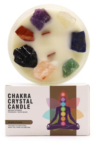 Kerzen aus Glas Chakra - Sojawachs - 10 x 6 cm - 23 Stunden Brenndauer (sieben Chakras)