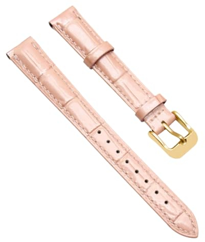 Chlikeyi Uhrenarmband Damen-Uhrenarmband aus Leder, Roségold, 15 mm