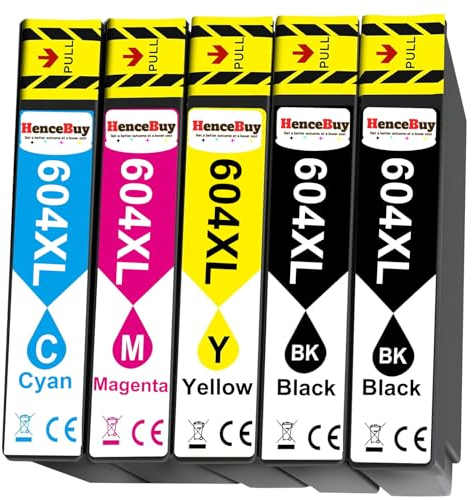 HenceBuy 604 Patronen für Epson 604XL Multipack Druckerpatronen Kompatibel mit Expression Home XP-2200 XP-2205 XP-3200 XP-3205 XP-4200 XP-4205 Workforce WF-2910 WF-2930 WF-2935 WF-2950 (5er-Pack)