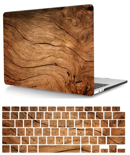 Hülle Case Kompatibel mit MacBook Pro 14 Zoll 2021/2023 Freisetzung A2442 A2779 A2918 A2992 M1/M2/M3 Chip mit Touch ID, Ultradünne Plastik Hartschale Schutzhülle & Tastaturschutz, Holz