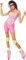 MIMIKRY Rollschuh Babe Damen Kostüm Neon 80er Jahre Skater Girl 80`s Aerobic, Größe:M