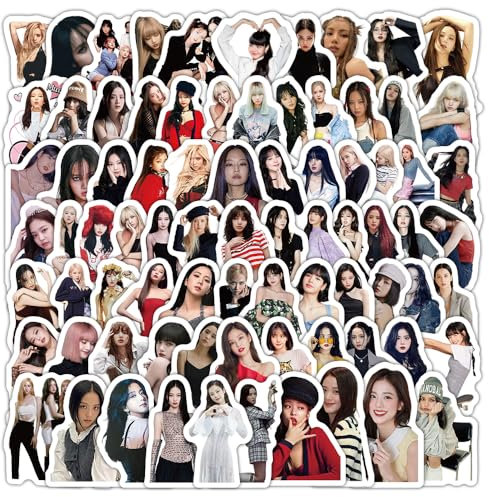 100 Stück schwarz-rosa Kpop-Aufkleber, Kawaii, kleine Aufkleber, dekorative Maskierungsaufkleber zum Personalisieren von Laptop, Sammelalbum, Tagesplaner