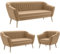 MEBLINI Mini Sofa Set 3-2-1 für Wohnzimmer - Mini Lounge für sechs Personen - Küchensofa - Sofa Klein - Sitzgarnitur - Polstergarnitur - Sofagarnituren - KAIA - 3+2+1 - Beige Samt