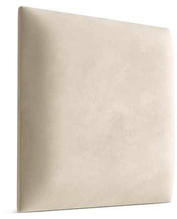 Muralo Wandkissen Gepolstert, Magic Velvet, Wandpolster - 30x30 cm, Creme | Wandpaneel, ideal als Bettkopfteil oder Lendenkissen - für Schlafzimmer und Wohnzimmer, einfache Anbringung mit Montagekleber
