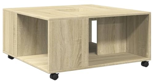 vidaXL Couchtisch, Beistelltisch mit Rollen Stauraum, Kaffeetisch Sofatisch für Wohnzimmer, Teetisch Wohnzimmertisch, Sonoma-Eiche Holzwerkstoff