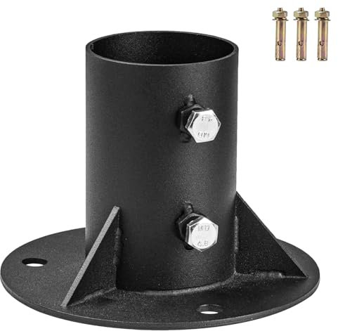 2.56 in/ 65mm Fence Post, Btowin VCF Chain Link Fence Pole Floor Flange Heavy Duty Post Base Bracket with Expansion Bolts and Screws for Mailbox Railing Fence Wood Post Brackets Deck Flag