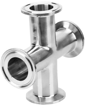 LTRAJUYNH 1pc 3/4 1” 2“ 3” 4” Pipe OD 19mm-102mm Stainless Steel SS304 4 Way Cross Fitting Tri Clamp OD 50.5-119mm(76mm x ferrule 91)