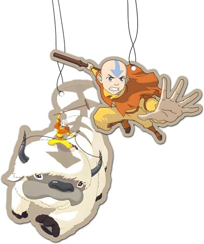2in1 Auto Duftbaum/Lufterfrischer, Car Air Freshener Auto Scent | Avatar Der Herr der Elemente, Aang und Appa (Black Ice)