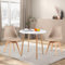 H.J WeDoo Rund Esstisch mit 2 Stühle Essgrupp, 90cm Küchentisch und 2er Set Esszimmerstühle Esszimmergruppe Sitzgruppe für Küche Wohnzimmer (Weiß Tisch+2 Khaki Stühl)