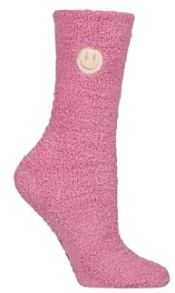SockShop Wildfeet Ladies Boxed Fluffy Slipper Socks Pack of 1 Smiley Face 4-8