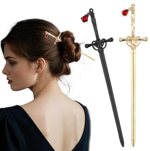 KOQAIIZ 2 Palillos para el Cabello, Mujeres Horquillas de Metal Elegante, Accesorios para el Cabello Chino Estilo para Niñas Moños, Palillos para el Pelo Vintage Simple para Decorativo