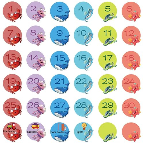 craspire Line up Spots für Klassenzimmer 36Pcs 4 Zoll/10cm Boden Zahlen Aufkleber 1-30 Dots Meerestier Wal Qualle nummeriert Marker Aufkleber für Lehrer zurück zur Schule Vorschule Kindergarten