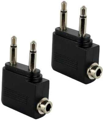 2 Pack Airline Airplane Flight Headphone Adapters with Silver Plated 35mm Jack, Comfortable for Long Flights Sound, Great for Travelers and Airplanes