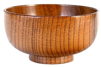 PACEKONER Bol en bois de jujube de style japonais fait à la main, tasse ronde pour riz, soupe, salade, sauce, noix, dessert, crème glacée et décoration (15 cm)