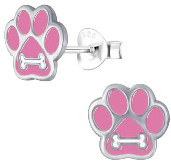 Monkimau Mädchen Ohrringe Paw Print | Ohrstecker aus 925 Sterling Silber | Kinderohrringe hypoallergen
