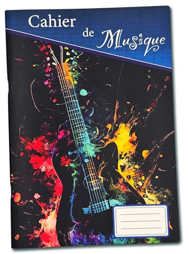 Cahier de Musique – 50 Pages – Portées & Pages de Notes – Format 17x22 cm – Couverture Couleur Personnalisable – Idéal Élèves, Cours et Apprentissage (Guitare électrique)