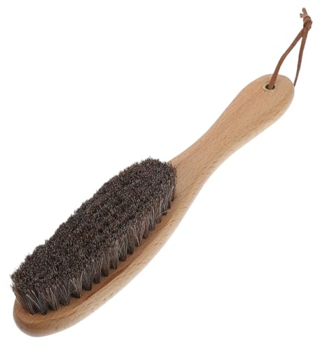 HEMOTON Pferdemähnenbürste aus Rosshaar Reinigungsbürste mit Holzgriff Bürste für Pferde Entfernt Fussel und Staub Ergonomisches Design für Gründliche Pflege