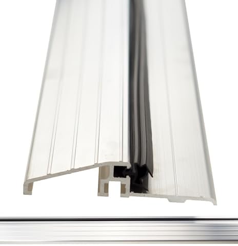 FEINZ Türdichtung Aluminium 114 cm | Übergangsprofil, robuste Türleiste, schwarze Dichtung, zuschneidbar, einfach zu montieren, Innen- und Außentüren