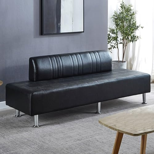 QSNYJPL Wartezimmer Stühle Freizeitsofa, KonferenzstuhlFriseursalonsofa, Gepolsterte Salon-Wartezimmermöbel aus Leder mit Rückenlehne für Flughafen, Friseur(Black,130cm/51in)