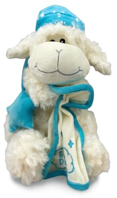 Landahl & Baumann Plüschtiere Schaf 25 cm – Kuscheltier Schaf Schlafmütze, weiches Stofftier für Kinder (Blau)