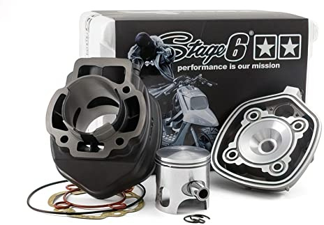 Zylinder Kit Stage6 Streetrace 70cc, Piaggio LC | Wassergekühlt, Grauguss, Vertex Pistons, S6-7214043 kompatibel mit Aprilia SR 50 R LC Wasser ab Bj. 2005 Piaggio-Motor