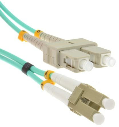 kenable OM3 Aqua Fibre Optic LC SC Duplex MM 50 125 Patch LSZH Cable 2m [2 metres]