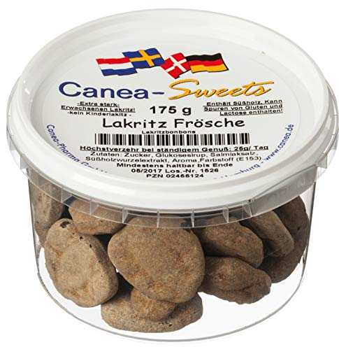 Canea-Sweets Extra starkes Hartlakritz aus Dänemark, LAKRITZ Frösche Dose, 1er Pack (1 x 175 g)