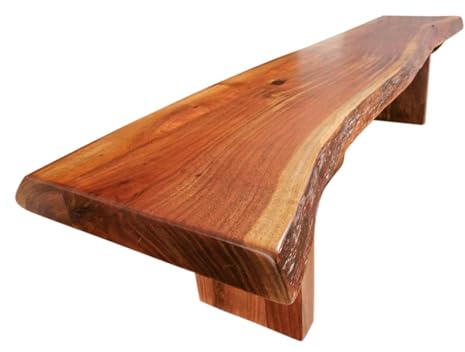 Massiv Bank Baumkante Akazie Holz Möbel Baumbank 155x38 Massivmöbel Landhausstil walnuss lackiert Holz Freeform #106