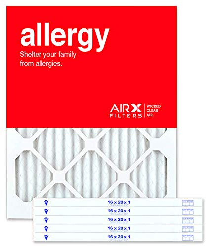 AIRx ALLERGY 16x20x1 MERV 11 Pleated Air Filter - Made in the USA - Box of 6